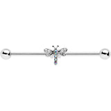 14G Aurora Gem Dragonfly Flying Industrial Barbell 38mm