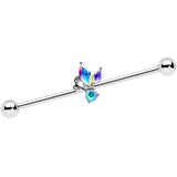 14G Aurora CZ Gem Fleur de Lis Industrial Barbell 38mm