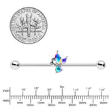 14G Aurora CZ Gem Fleur de Lis Industrial Barbell 38mm