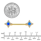 14G 9/16 Blue Synthetic Opal Gold Tone Rhombus Nipple Ring Set