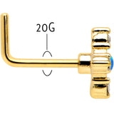 20G 1/4 Blue Synthetic Opal Gold Hue Rhombus L Shape Nose Ring