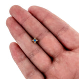 20G 1/4 Blue Synthetic Opal Gold Hue Rhombus L Shape Nose Ring