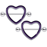 14G 5/8 Purple Heart Glow in the Dark Valentine Nipple Shield Set