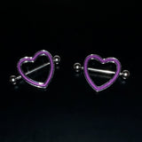 14G 5/8 Purple Heart Glow in the Dark Valentine Nipple Shield Set