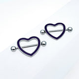 14G 5/8 Purple Heart Glow in the Dark Valentine Nipple Shield Set