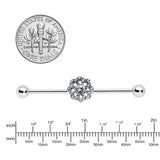 14G Clear Gem Baroque Fabulous Flower Industrial Barbell 38mm