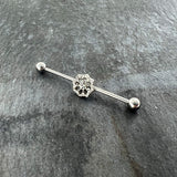 14G Clear Gem Baroque Fabulous Flower Industrial Barbell 38mm