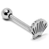 316L Surgical Steel Scalloped Sea Shell Barbell Tongue Ring