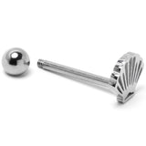316L Surgical Steel Scalloped Sea Shell Barbell Tongue Ring