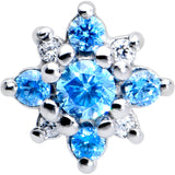 Blue Clear Gem Stylish Snowflake Barbell Tongue Ring