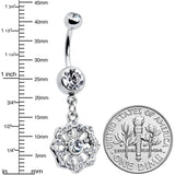 Clear Gem Baroque Fabulous Flower Dangle Belly Ring
