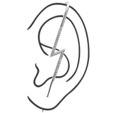 Clear CZ Gem Lightning Bolt Ear Cuff Bar Earring