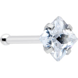 20G 1/4 Clear CZ Gem Square 3mm Simple Glam Nose Bone