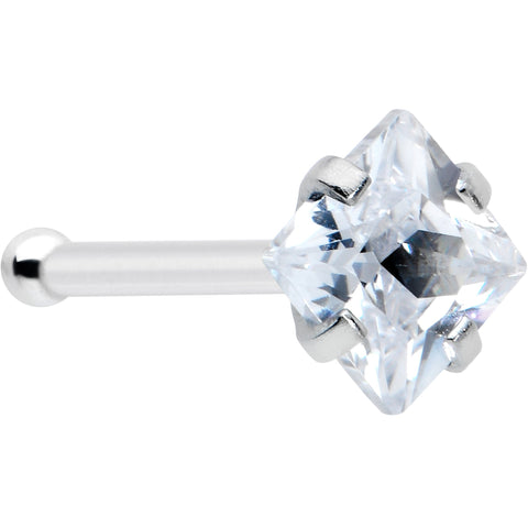 20G 1/4 Clear CZ Gem Square 3mm Simple Glam Nose Bone