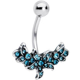 Blue Gem Flower Garland Belly Ring