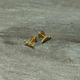 20G Gold Tone ASTM F-136 Implant Grade Titanium Fashion Feather Stud Earrings