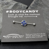 14G Clear Blue Gem Embellished Cross Industrial Barbell 38mm