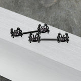 14G 9/16 Purple Gem Black Chic Crab Barbell Nipple Ring Set