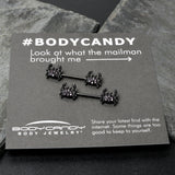 14G 9/16 Purple Gem Black Chic Crab Barbell Nipple Ring Set