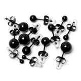 3mm-8mm Ball Stud Black 316L Stainless Steel Earrings 6 Pack