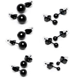 3mm-8mm Ball Stud Black 316L Stainless Steel Earrings 6 Pack
