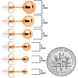 3mm-8mm Ball Stud Rose Gold Tone 316L Stainless Steel Earrings 6 Pack