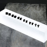 3mm-8mm Square Stud Black 316L Stainless Steel Earrings 6 Pack