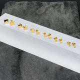 3mm-8mm Square Stud Gold Tone 316L Stainless Steel Earrings 6 Pack