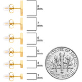 3mm-8mm Square Stud Gold Tone 316L Stainless Steel Earrings 6 Pack