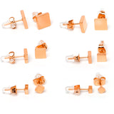 3mm-8mm Square Stud Rose Gold Tone 316L Stainless Steel Earrings 6 Pack