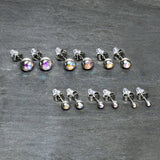 Aurora Gem 3mm to 8mm Ball End Stud Earrings Set of 6