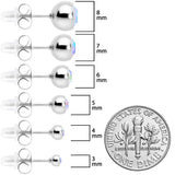 Aurora Gem 3mm to 8mm Ball End Stud Earrings Set of 6