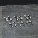 Clear Gem 3mm to 8mm Ball End Stud Earrings Set of 6