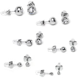 Clear Gem 3mm to 8mm Ball End Stud Earrings Set of 6