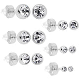 Clear Gem 3mm to 8mm Ball End Stud Earrings Set of 6