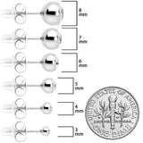 Clear Gem 3mm to 8mm Ball End Stud Earrings Set of 6