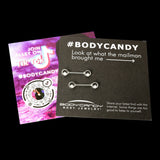 14G 1/2 White Faux Opal Double Circle Barbell Nipple Ring Set