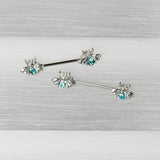 14G 9/16 Blue Gem Bee Beautiful Insect Barbell Nipple Ring Set