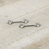 14G 9/16 Clear Gem Bee Beautiful Insect Barbell Nipple Ring Set