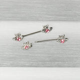 14G 9/16 Pink Gem Bee Beautiful Insect Barbell Nipple Ring Set