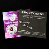 14G 9/16 Pink Gem Bee Beautiful Insect Barbell Nipple Ring Set