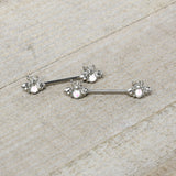 14G 9/16 White Faux Opal Bee Beauty Insect Barbell Nipple Ring Set