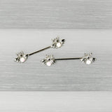14G 9/16 White Faux Opal Bee Beauty Insect Barbell Nipple Ring Set