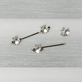 14G 9/16 White Faux Opal Bee Beauty Insect Barbell Nipple Ring Set
