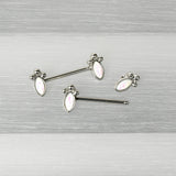 14G 9/16 White Faux Opal Deco Ovals Barbell Nipple Ring Set