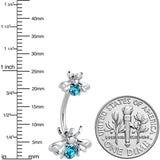 Blue Gem Bees Beautiful Insect Double Mount Belly Ring