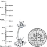 Clear Gem Bees Beautiful Insect Double Mount Belly Ring
