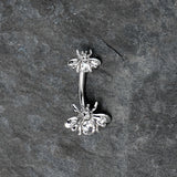 Clear Gem Bees Beautiful Insect Double Mount Belly Ring