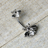 Clear Gem Bees Beautiful Insect Double Mount Belly Ring