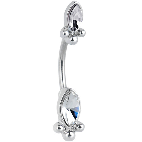 Clear Gem Art Deco Ovals Double Mount Belly Ring